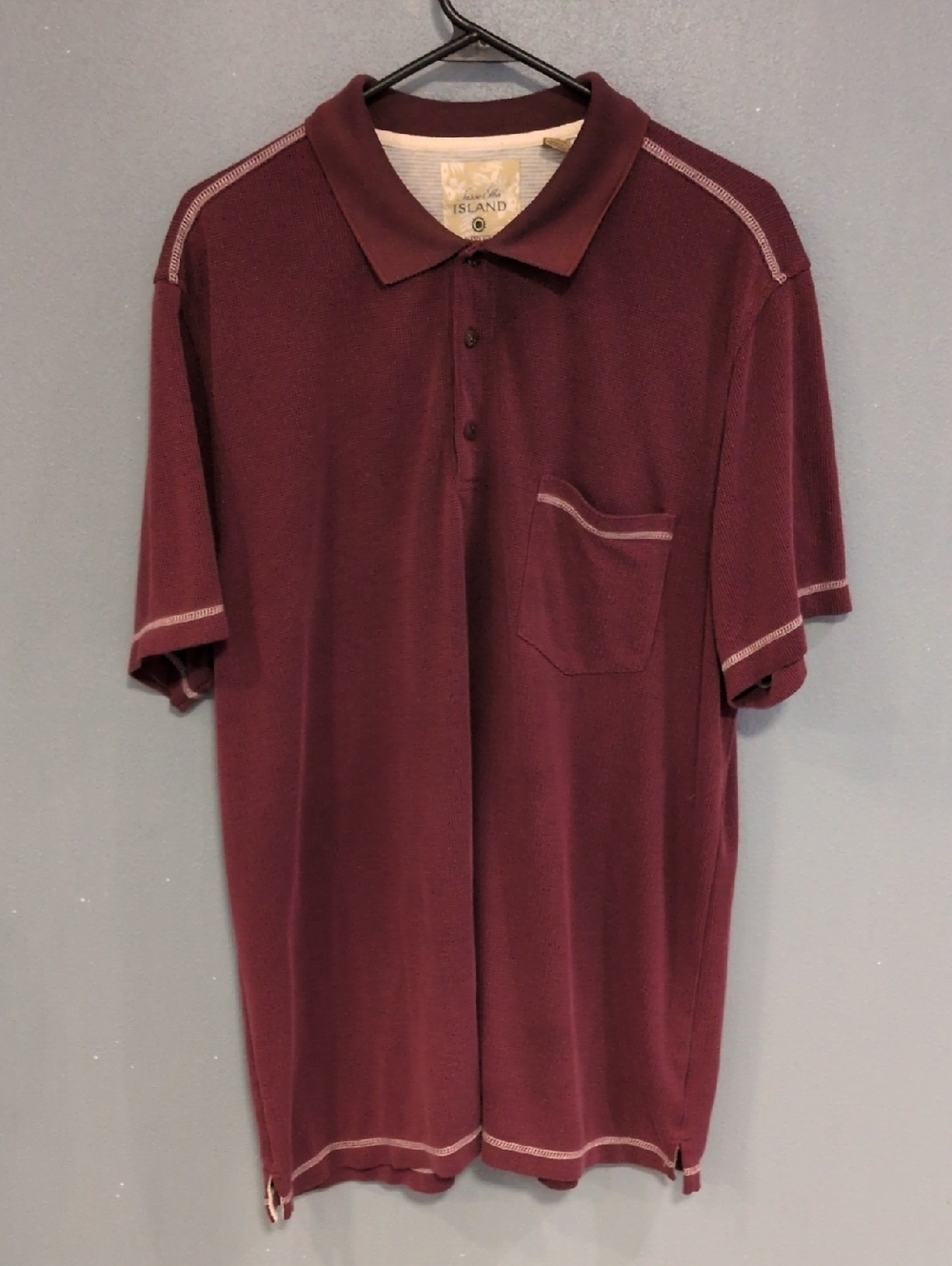 TassoElba Island Sun UPF Protection Grid Knit Polo 3 Button Down Shirt Golf